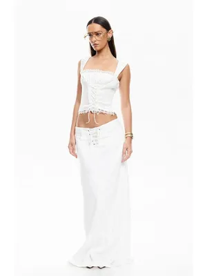 LIONESS Palmer Corset in Porcelain White Small New Womens Sleeveless Tank Top thumbnail 11