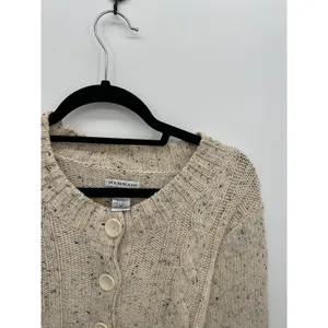 Hannah Womens Cable Knit Cardigan Sweater Sz M Cottagecore‎ Minimal Grandmacore thumbnail 5