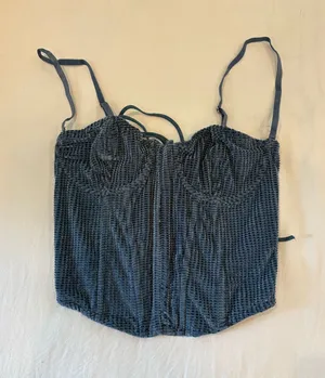 Edikted Corset Top Blue Lace-Up thumbnail 1