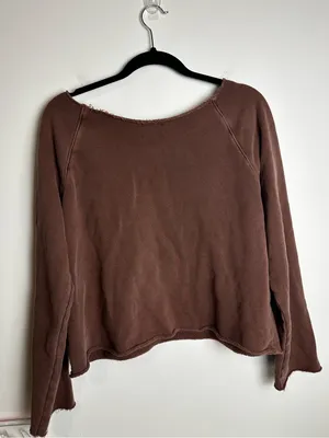 Joah Brown Slouchy Pullover Sweatshirt Brown Sz XS thumbnail 7
