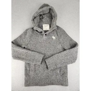 Soft! Abercrombie‎ & Fitch Knitted Wool Blend SWEATER Cable Hoodie Moose XXL thumbnail 11