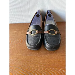 Aerosoles Size 6W Loafers Shoes Brown Trim on Black Low Heel thumbnail 2
