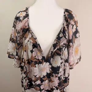 Abercrombie & Fitch Floral Floaty Trapeze Mini Dress Black Boho Tiered‎ XL NWT thumbnail 7