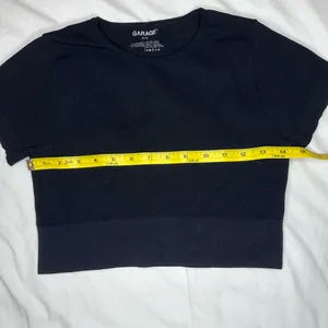 Garage black ribbed short-sleeve crop top thumbnail 3
