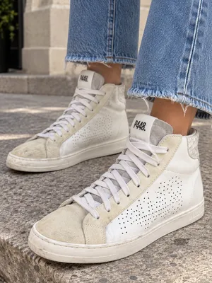 P448 Thea Mid White Cream Leather Platform High Top Sneakers EU 40 thumbnail 1