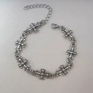 Cross Link Chain Bracelet for Men Women Streetwear Hip Hop Punk Unisex Style thumbnail 4