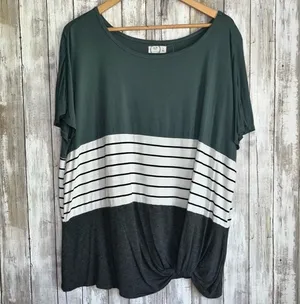 Maurice’s Flawless Green Striped Knot Tee •1X thumbnail 2