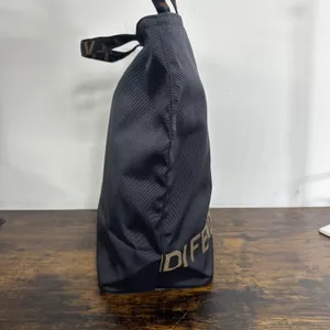 Fendi Roma Shopper Tote Bag Medium Black Nylon Logo Handles Italy Designer thumbnail 10