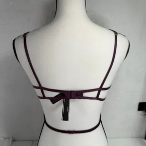 Vera Large Cage Bralette Plum Purple Lace Strappy Adjustable 30018 New Sexy Edgy thumbnail 5