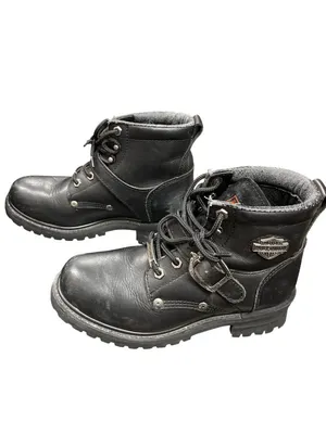 Harley Davidson 81024 wms black leather ankle moto riding boots sz 8 SKU 10-381 thumbnail 7