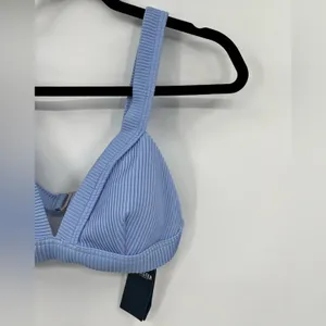NWT Hollister Ribbed Bikini Top Striped Baby Blue Adjustable Wide Strap Medium thumbnail 6