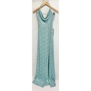 B Darlin Gown Size Small Green Mint Open‎ Back Side Slit Spaghetti Strap thumbnail 3