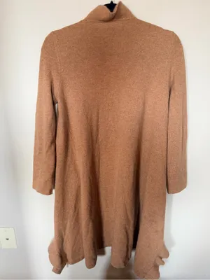 Kenar cashmere long brown ruffle duster cardigan size S thumbnail 3