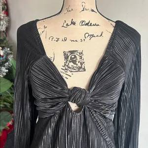 ARULA Cut Out Long Sleeve Black Midi Dress Size XL NWT thumbnail 6