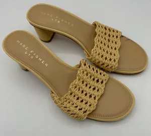 Marc fisher Jazmine Dress Slide Sandal in natural raffia size 8.5 coastal resort thumbnail 1