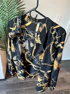 Black & Gold Chain Print Button thumbnail 2