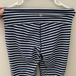 Athleta Navy White Stripe Crop Leggings | Size Medium thumbnail 5