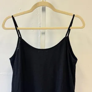Goldie Black 100% Pima Cotton Ruffle Camisole‎ Tank Top Small Made in Peru thumbnail 4