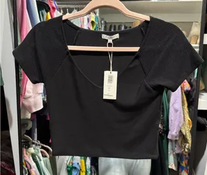 Z Supply Black Fitted Crop T-Shirt thumbnail 1