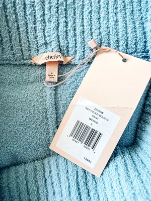 Eberjey High Rise Blue Bouclé Wide Leg Pants Size S NWT thumbnail 9