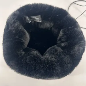 Zara Faux Leather & Fur Winter Hat Small Black Mob Wives‎ Goth Luxury Old Money thumbnail 4