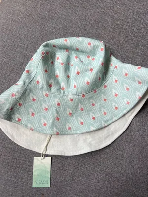Carve Designs NWT Reversible Bucket Hat in Cinema Cloud Aqua Pattern and White thumbnail 10