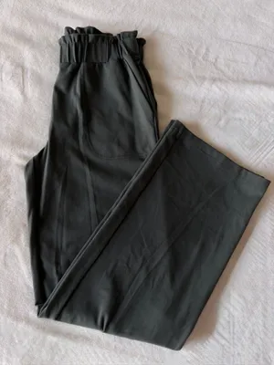 Joie XS Dark Green Straight Leg Pants Paperbag Waist thumbnail 2