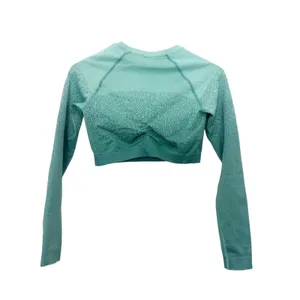 Gymshark Green Cropped Long Sleeve Shirt Sz M thumbnail 3