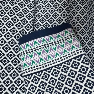 Max Studio Geometric Print Collared Dress Navy White Green Purple‎ Size L thumbnail 4