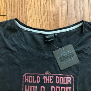 Game of Thrones Black Cotton Tee Pink Metallic Hodor Graphic Women's Size M NWT thumbnail 2