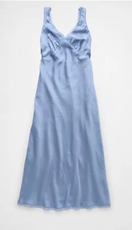 American Eagle Light Blue Midi Slip Dress thumbnail 1