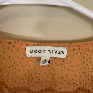 Anthropologie Moon River Celeste Wrap Dress Small Orange Chiffon‎ Wrap Tie Waist thumbnail 3