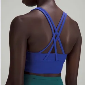 Lululemon athletica energy bra blue ribbed $78 limited edition active 8 workout thumbnail 2