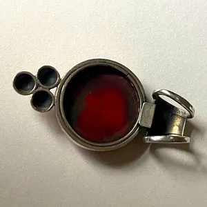 Vintage 925 Silver Red Coral Pendant signed necklace menswear womenswear thumbnail 4