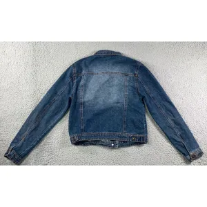 Highway Jeans Denim Jacket Women M Medium Wash Distressed‎ Ripped Trucker thumbnail 3