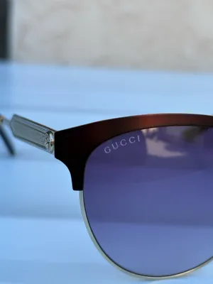 Gucci GG0074S Cat eye sunglasses gold metal frame purple gradient lenses thumbnail 7