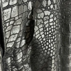 Vintage Guess Jeans 1990s Black Crocodile Embossed Faux Leather Pants Size 33 thumbnail 4