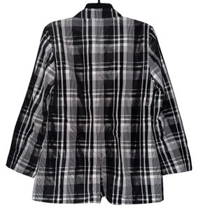 Rafaella Womens Plaid Double Breasted‎ Belted Trench Coat Size S Black White thumbnail 3