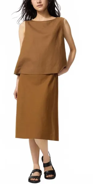 Uniqlo Linen Blend Midi Skirt | Short NWT Brown XXL thumbnail 1