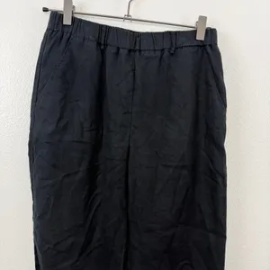 Quince Pants Womens Small Black Linen Elastic Waist Tapered Leg Casual Relaxed thumbnail 2