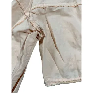 Zara Cropped Linen‎ Blend Jacket Peach Pink Frayed Raw Hem Utility sz M thumbnail 9