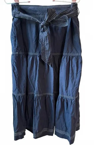 Cupcakes and Cashmere Black Tiered Midi Skirt with Belt, Size L thumbnail 1