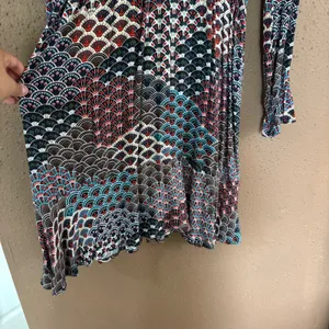 Maeve Anthropologie Multi Color Fan Print V-Neck Long Sleeve Dress Womens Small thumbnail 4