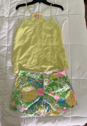 Lululemon shorts & neon yellow top thumbnail 1