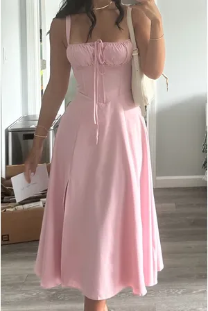 Baby Pink Corset Midi Dress thumbnail 1