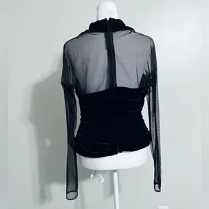 IS Collection Vintage Velvet Long Sleeve Cocktail Top thumbnail 2