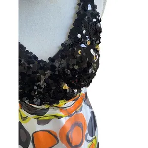 Tony Bowls Dress Size 6 Silk Maxi Y2K Fairy Sequin Beaded Colorful Whimsical 90’ thumbnail 3