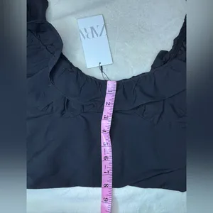 Zara Black Ruffled Sleeveless top , has no stretch thumbnail 5
