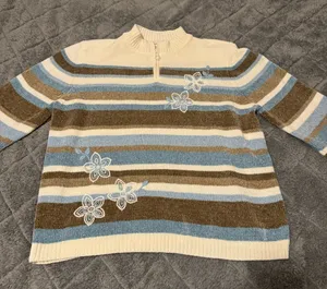 Alfred Dunner 1X Striped Soft Sweater thumbnail 1