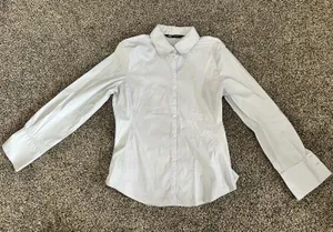 Zara blue button-up poplin long sleeve shirt L thumbnail 1